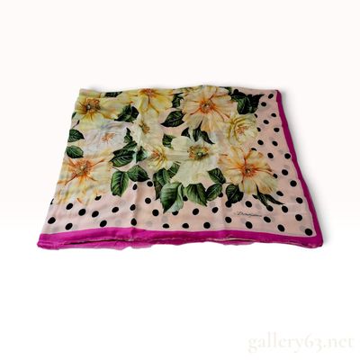 Dolce & Gabbana Floral and Polka Dot Modal Cashmere Scarf 137cm with Box