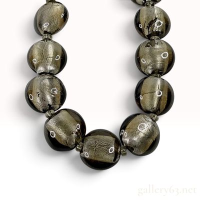 GOYARD SALVIATI Smoky Foil Glass Bead Collar Necklace