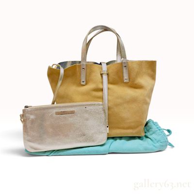 Tiffany and Co. Reversible Suede and Metallic Leather Tote Bag with Pouch