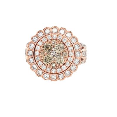 14K Rose Gold Brown Diamond Cocktail Cluster Ring
