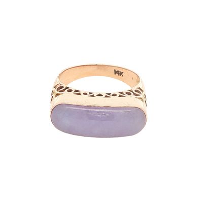 14K Gold Lavender Jade Ring