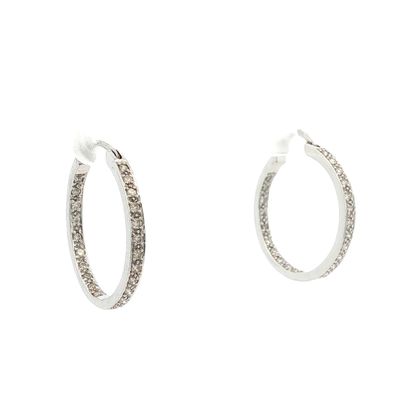 14K White Gold Diamond Inside-Out Hoop Earrings