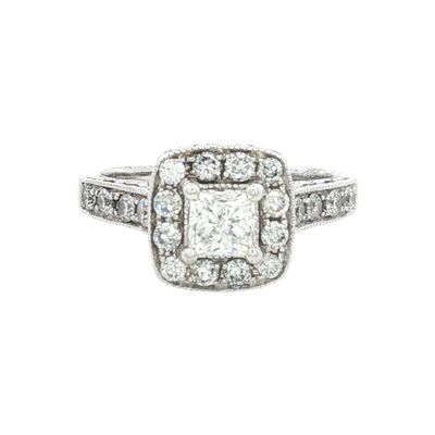 14K White Gold Princess Cut Diamond Engagement Ring