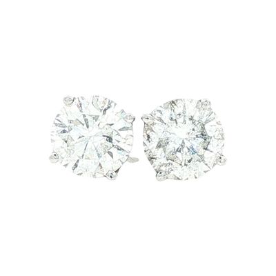 14K White Gold 2.10ctw Round Diamond Stud Earrings