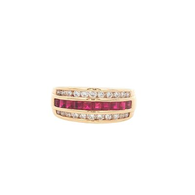 14K Gold Ruby and Diamond Band