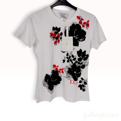 NWT Christian Dior Floral Printed Cotton T-Shirt Size 42