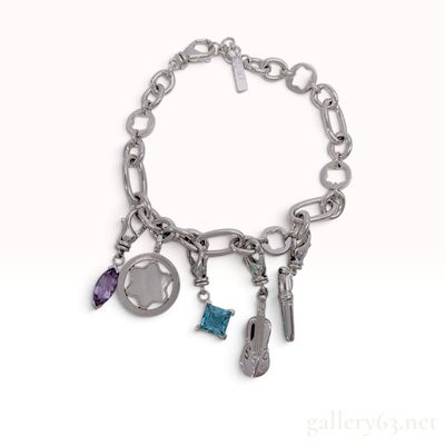 Montblanc Star Signet Sterling Silver and Gemstone Charm Bracelet with Box