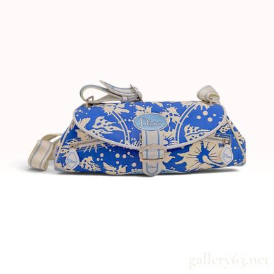 Vintage Christian Dior Surf Chick Blue Canvas Shoulder Bag
