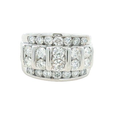 14K White Gold Multi Diamond Mens' Statement Ring