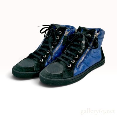 Chanel Blue and Black High Top Sneakers Size 37