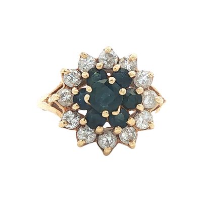14K Gold Diamond and Sapphire Ring