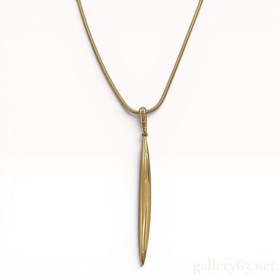 Tiffany & Co. 18K Yellow Gold Feather Pendant Snake Chain Necklace