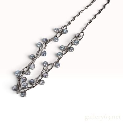 Sterling Silver and Blue-Grey Pearl Willow Branch Necklace