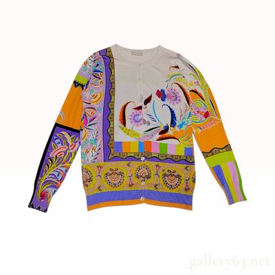 Etro Silk Paisley Print Long Sleeve Cardigan Size 46