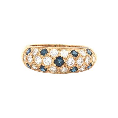 18K Gold French Made Sapphire and Diamond Band