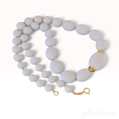 Vintage Christian Dior Graduated Off White Bead Necklace