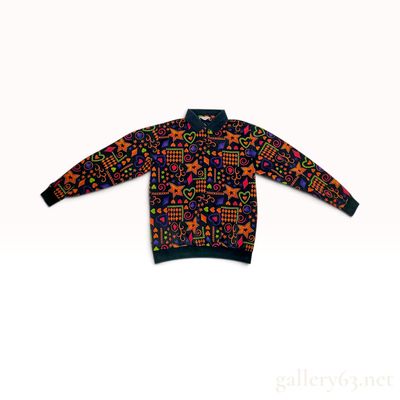 Vintage Chloe Sports Graphic Print Long Sleeve Polo Top Size M