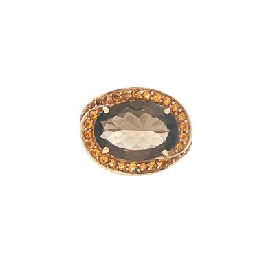 10K Gold Smoky Quartz, Citrine and Diamond Ring