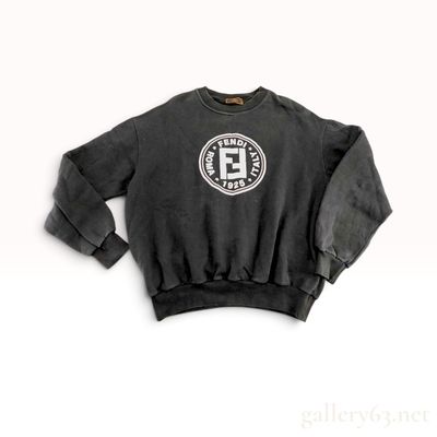 Vintage Fendi Uomo Logo Black Cotton Sweatshirt Size 52