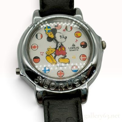Vintage Lorus Disney Musical It's A Small World Mickey Mouse Wristwatch