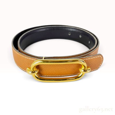 Hermes Reversible Gold and Black Epsom Leather Belt Size 70 with Box