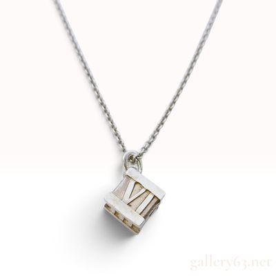 Tiffany and Co Atlas Cube Sterling Silver Pendant Necklace
