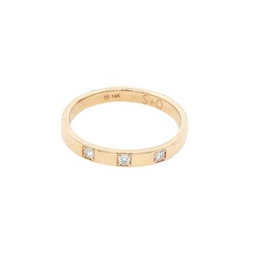 14K Gold Three Stone Diamond Band