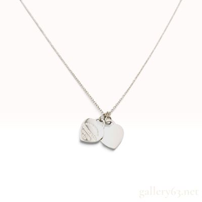 Tiffany and Co. Return to Tiffany Sterling Silver Double Heart Tag Pendant Necklace with Box