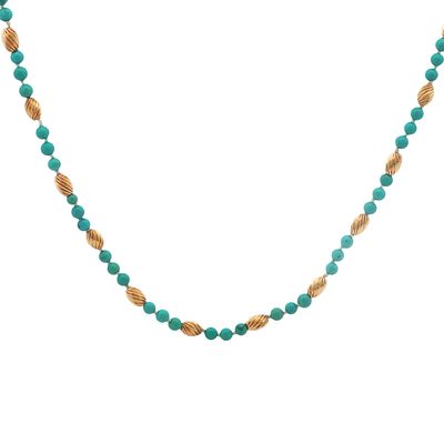 14K Gold 16in Turquoise Beaded Necklace