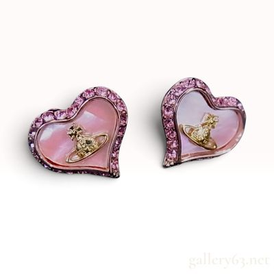 Vivienne Westwood Petra Pink Mother of Pearl Heart Stud Earrings