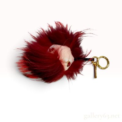 Fendi Jewel Eye Monster Fur Bag Charm in Burgundy and Red
