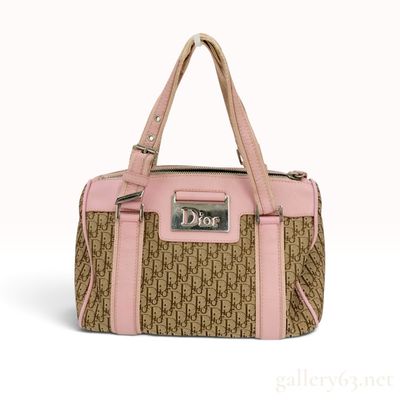 Vintage Christian Dior Monogram Street Chic Pink Leather Boston Bag