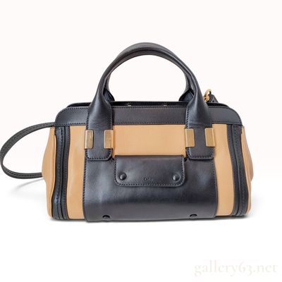 Chloe Alice Bicolor Tan and Black Leather Satchel Bag