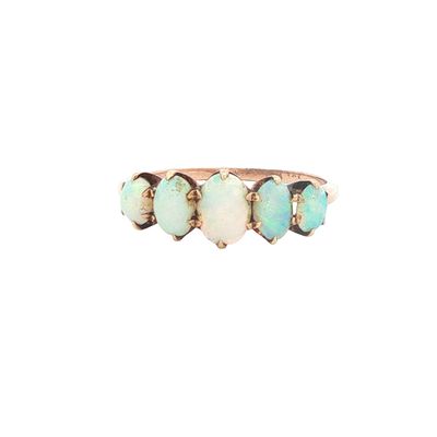 Victorian Rose Gold Five Stone Opal Ring
