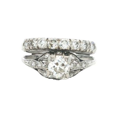 Platinum Diamond Engagement and Wedding Ring Set