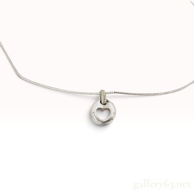 Vintage Tiffany & Co. Stencil Cut Out Heart Sterling Silver Pendant Necklace