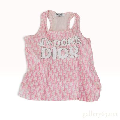 Vintage Christian Dior J'adore Dior Pink Monogram Cotton Tank Top Size S/M
