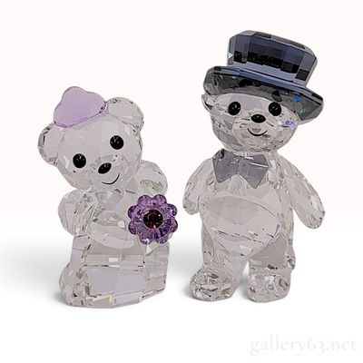 Swarovski Kris Bear You and I Bride and Groom Crystal Figurine Set with Box