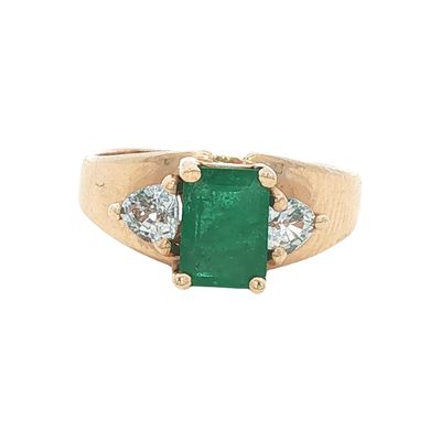 14k Gold Emerald and Diamond Ring