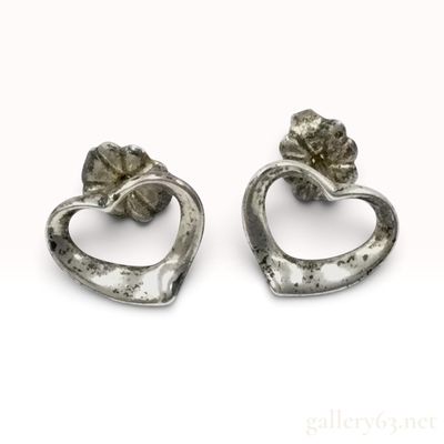 Tiffany and Co Elsa Peretti Sterling Silver Open Heart Stud Earrings