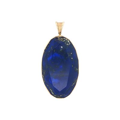 14K Gold Faceted Oval Lapis Lazuli Pendant