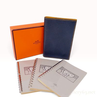 Vintage Hermes Vision II Navy Epsom Leather Agenda Cover with Box