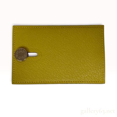 Hermes Diabolo Lime Chevre Mysore Leather Card Holder with Box