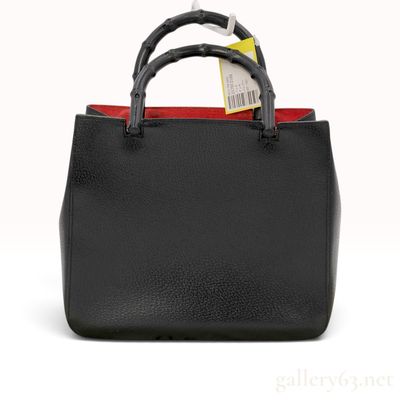 Vintage Gucci Bamboo Shopper Black Leather Tote Bag
