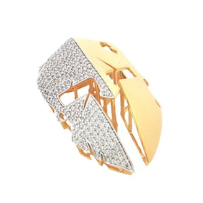 14K Gold Diamond Spartan Helmet Brooch
