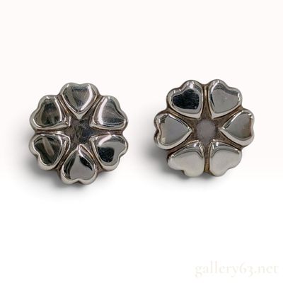 Vintage Tiffany and Co. Paloma Picasso Sterling Silver Crown of Hearts Stud Earrings