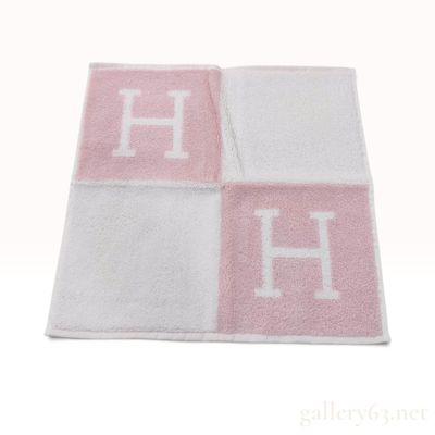 Hermes Avalon Pink and White Cotton Washcloth Towel with Box