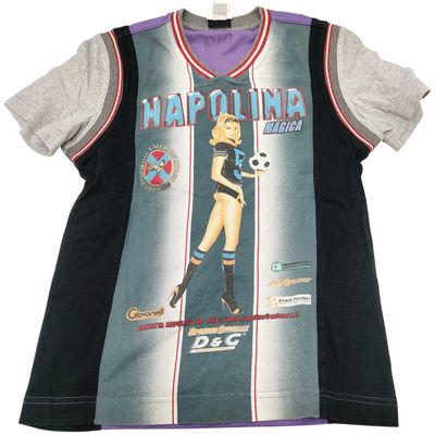 D&G Dolce and Gabbana Mixed Media Athletic Jersey T-Shirt Size S