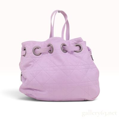 Dior Panarea Cannage Quilted Lilac Leather Drawstring Bucket Bag