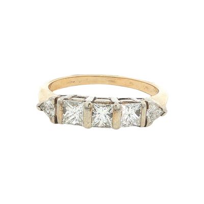 14K Two Tone Gold Five Stone Diamond Wedding Band